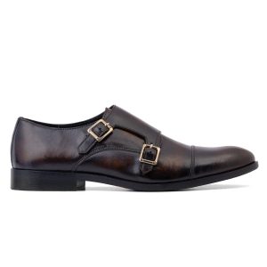 Men's Handcrafted[ Brown Double Monk Strap