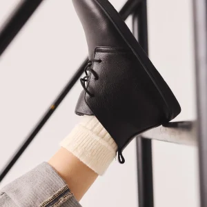 Barefoot Black Leather Boots For Women Wide Toe