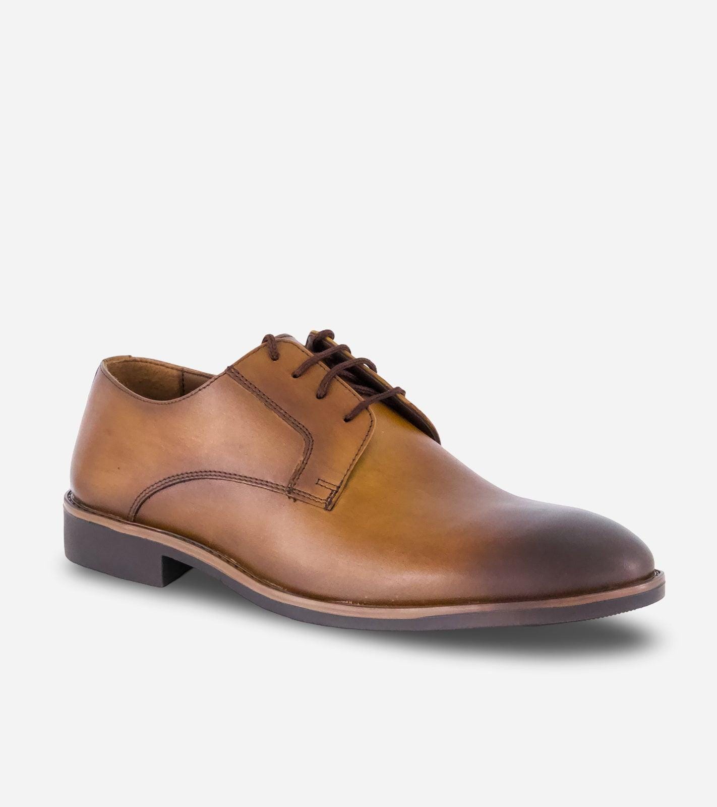 Brown Burnished Laceup Derby Shoes With our designers