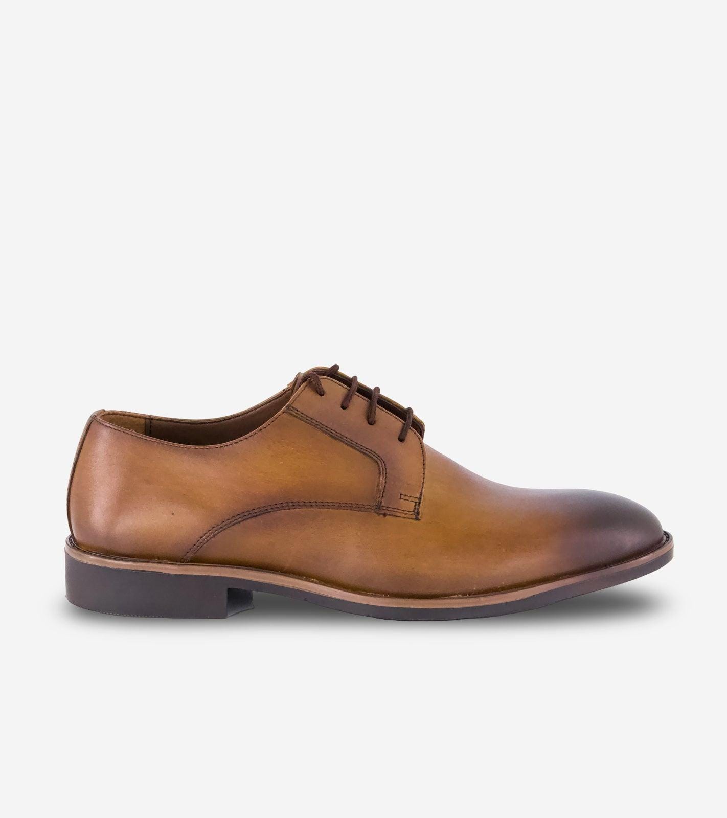 Brown Burnished Laceup Derby Shoes With our designers