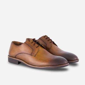 Brown Burnished Laceup Derby Shoes With  our designers