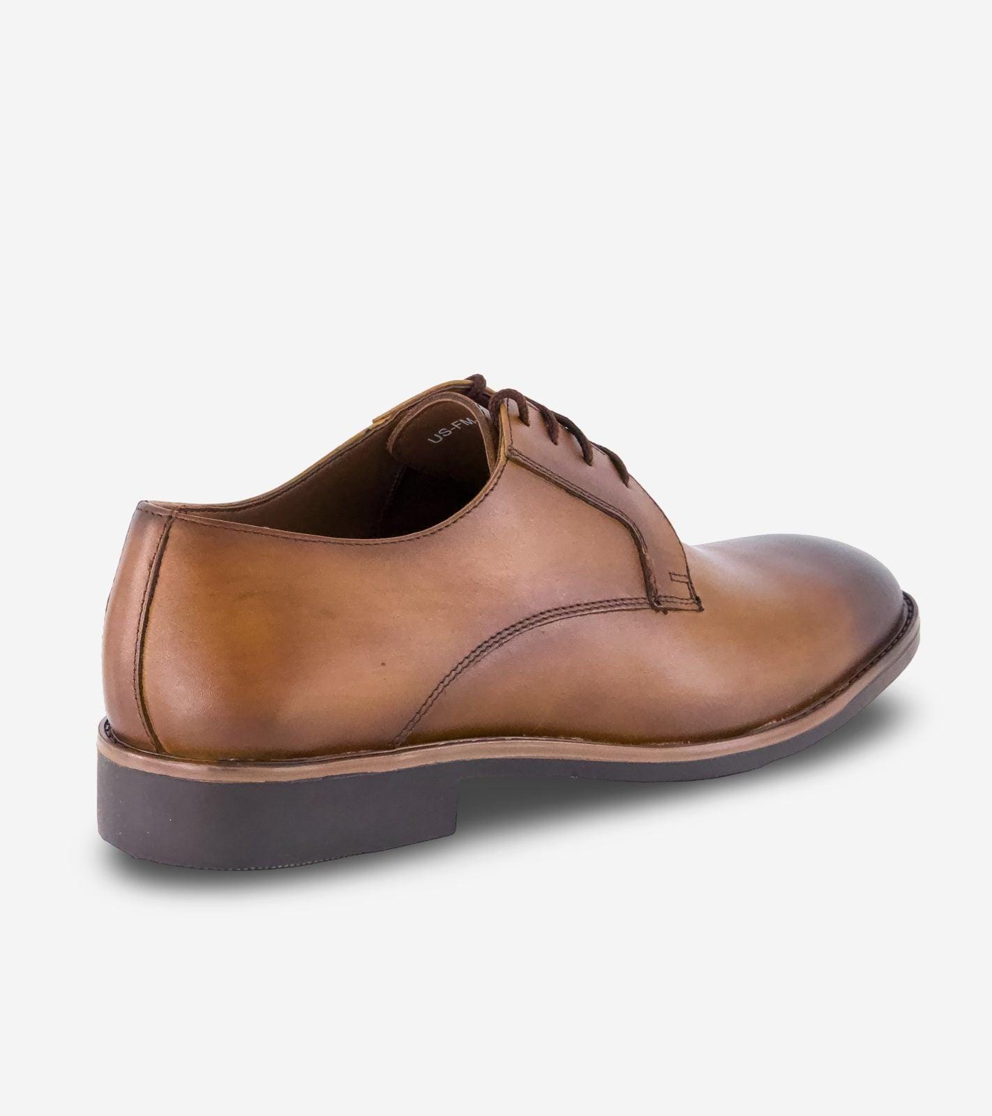 Brown Burnished Laceup Derby Shoes With our designers